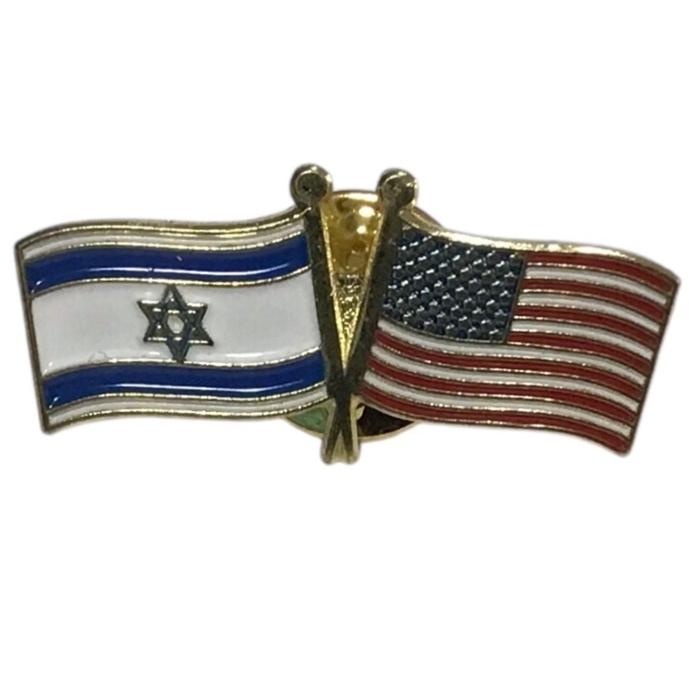 Pin Israeli American Flags Blue White Red Stars Stripes Tac Lapel Bag Jewelry